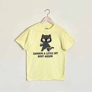 Attic Salt Goyangii “Arson Cat” Cartoon Graphic Yellow T Shirt Women’s Small